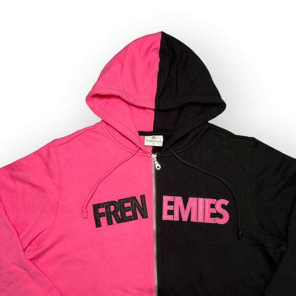 Teddy Fresh Frenemies Limited Edition Hoodie SIZE L Black Pink Split Colorblock - Picture 8 of 15